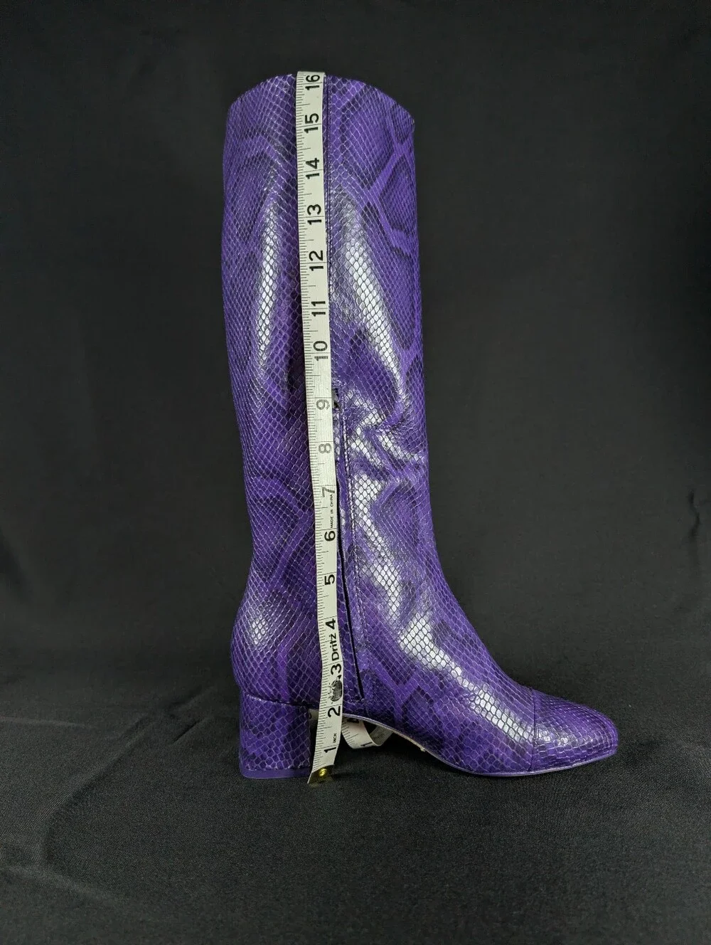 Larroudé Kate Purple Snake Print Leather Boot Size 6 Womens